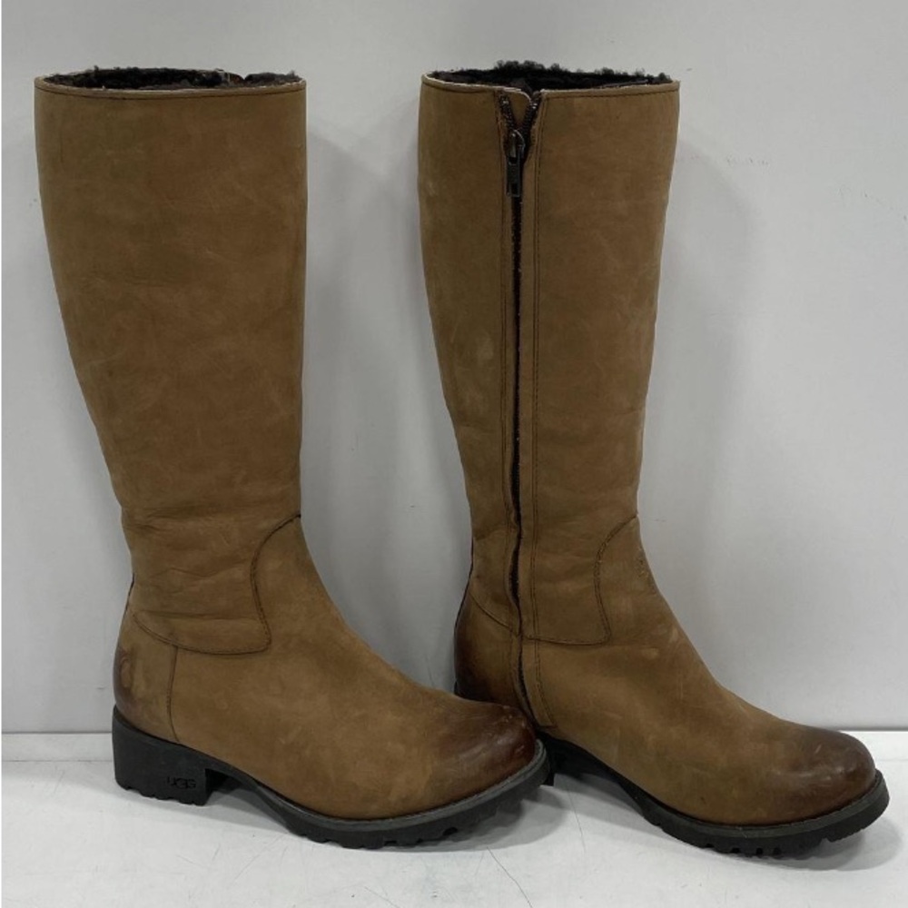 🛑 1 hour sale. UGG, size 6, Broome II 1916 Chestnut Tan Leather, Boots, EUC - Picture 2 of 6